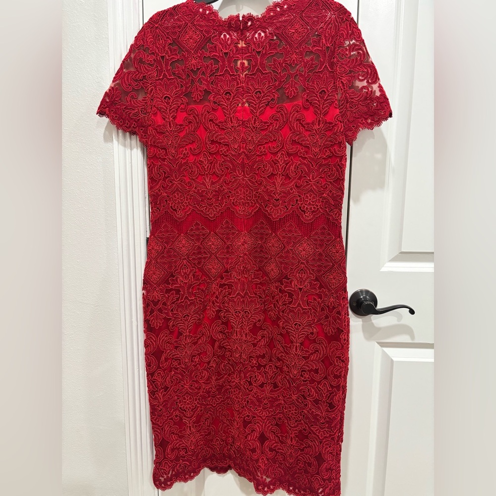 Tadashi Shoji Red Lace Midi Dress